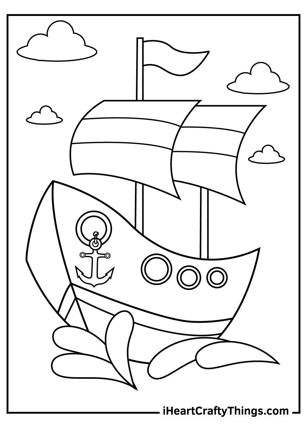 37 Nautical Ship and Boat Coloring Pages Printable 1