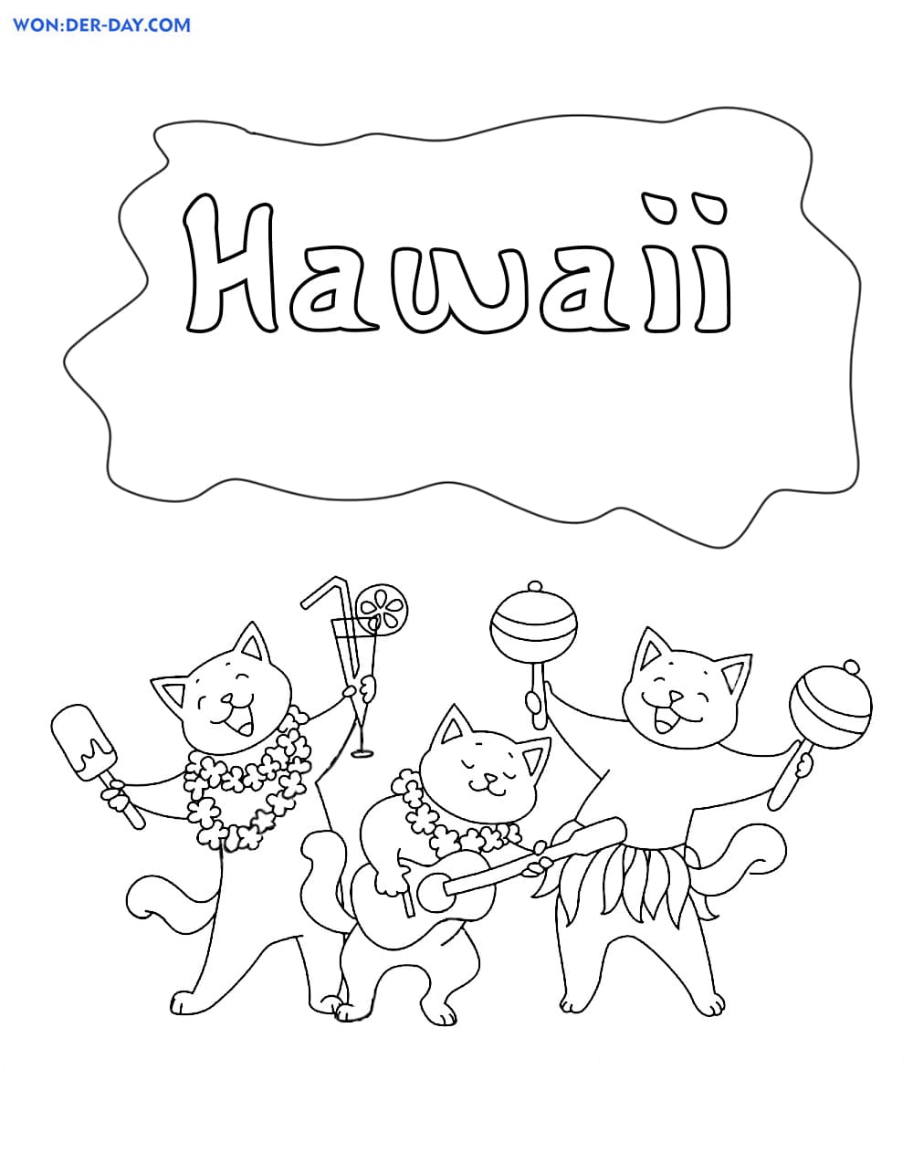 37 Tropical Hawaiian Themed Coloring Pages Printable 23