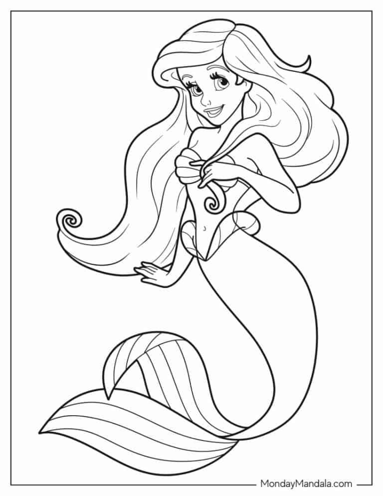 38 Cute Ariel The Little Mermaid Pictures Coloring Pages Printable 27