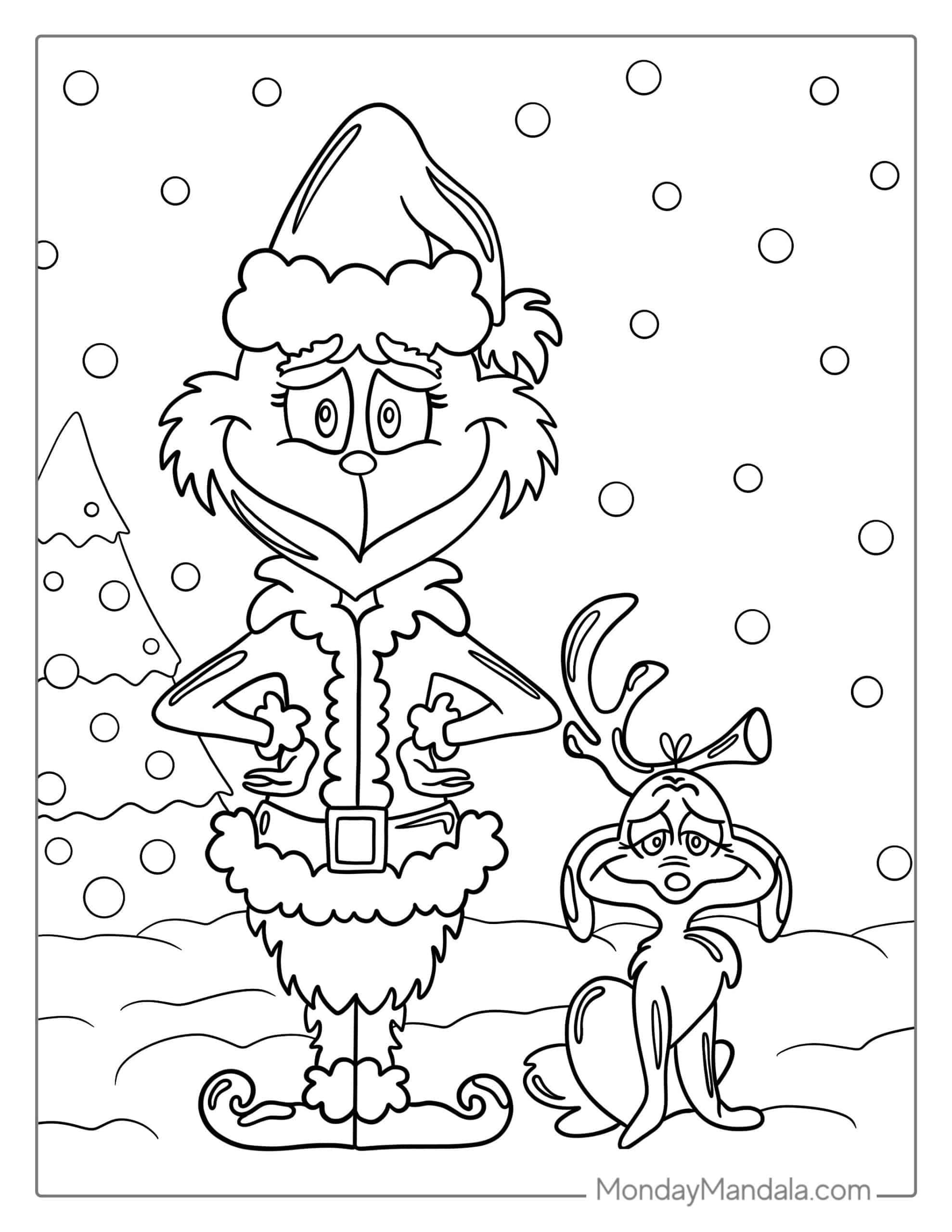 38 Fox Christmas Coloring Pages Printable 3