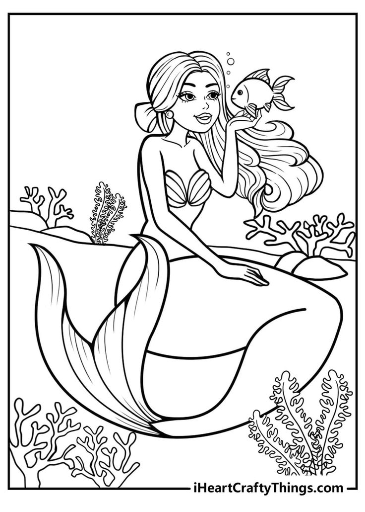 39 Festive Mermaid Birthday Coloring Pages Printable 12