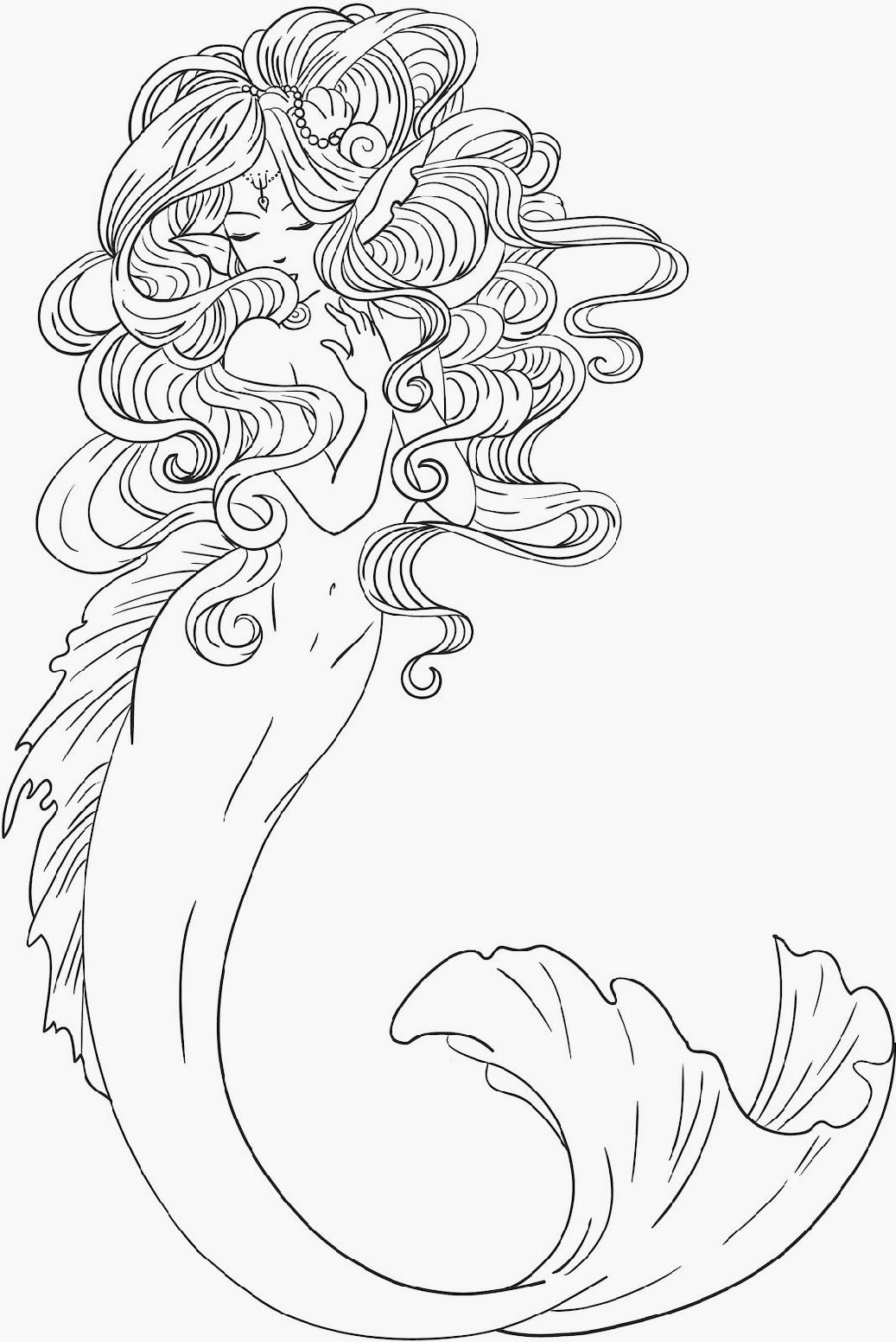 39 Festive Mermaid Birthday Coloring Pages Printable 14