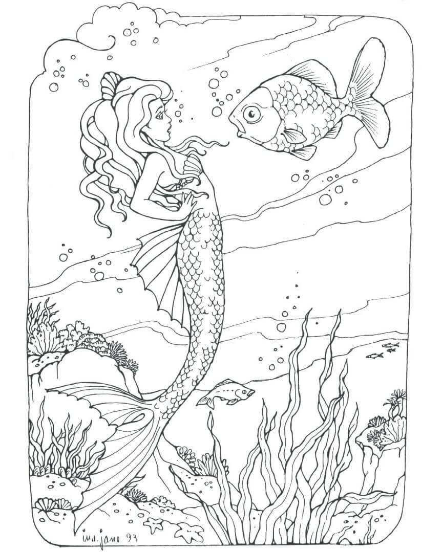 39 Festive Mermaid Birthday Coloring Pages Printable 20