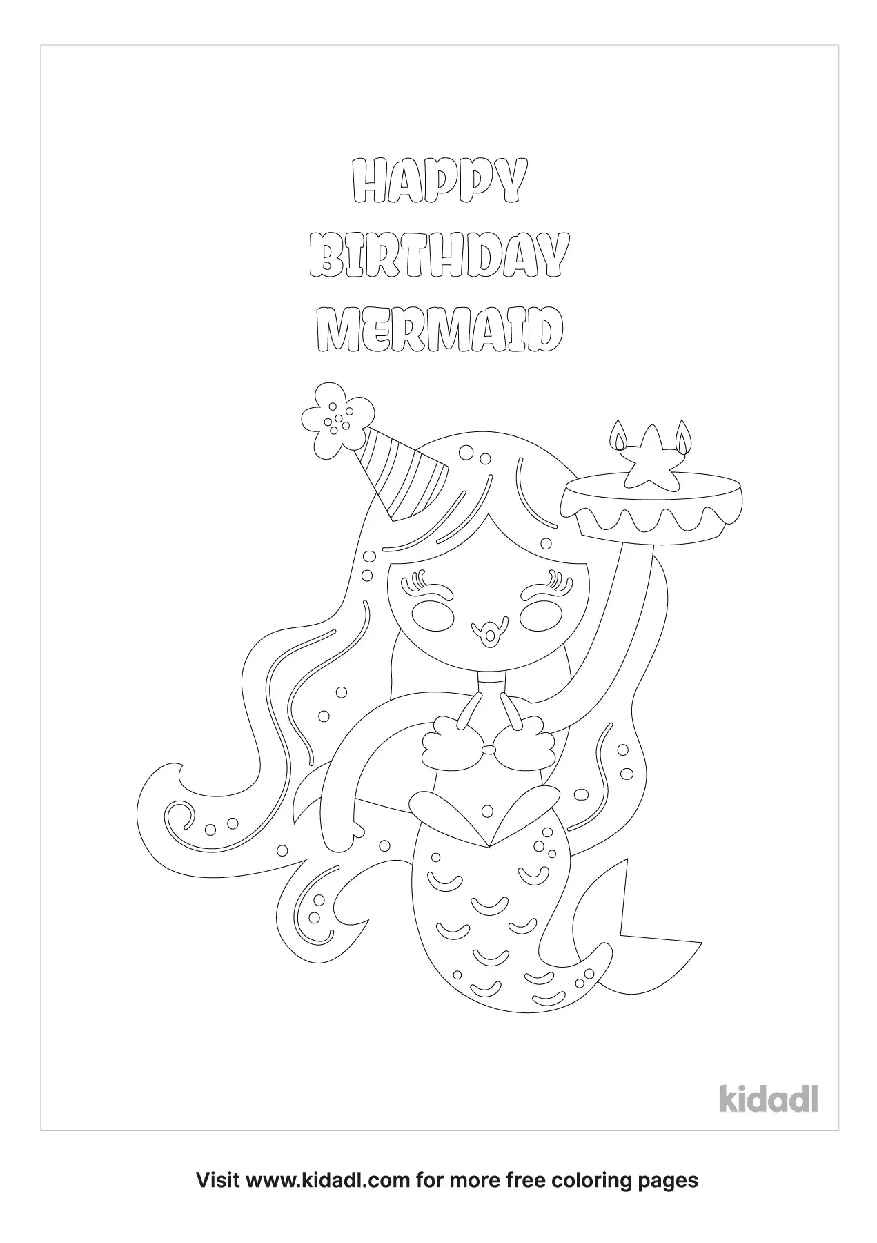 festive mermaid birthday coloring pages printable jpg