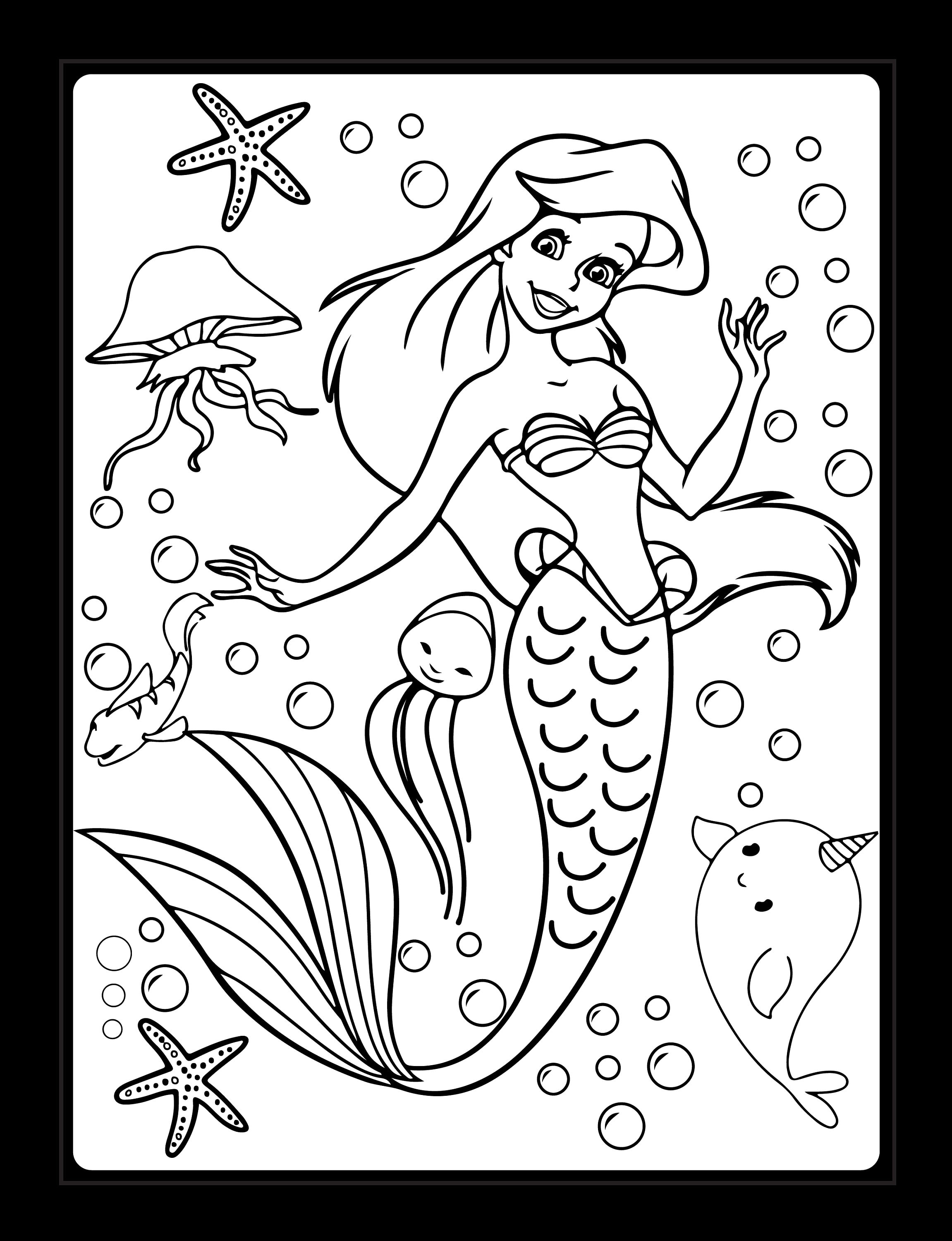 39 Festive Mermaid Birthday Coloring Pages Printable 26