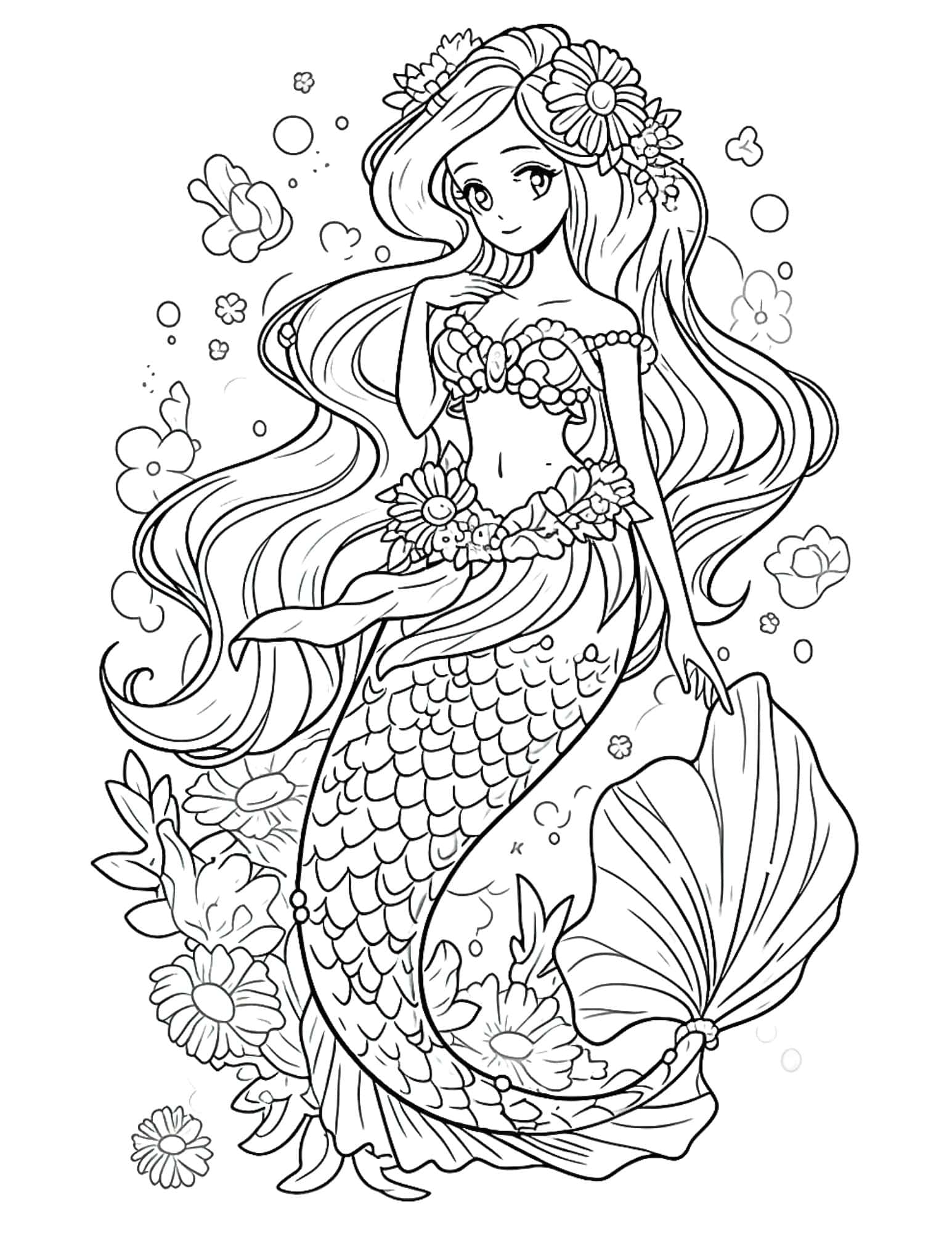 39 Festive Mermaid Birthday Coloring Pages Printable 29