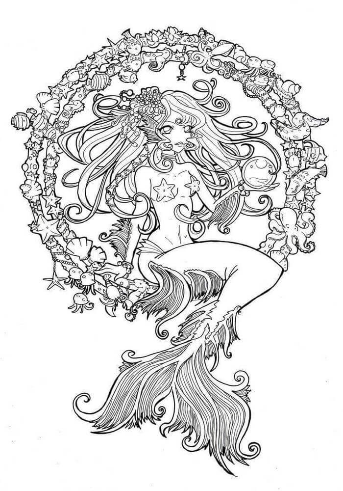 39 Festive Mermaid Birthday Coloring Pages Printable 30