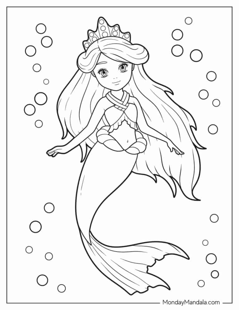 39 Festive Mermaid Birthday Coloring Pages Printable 35