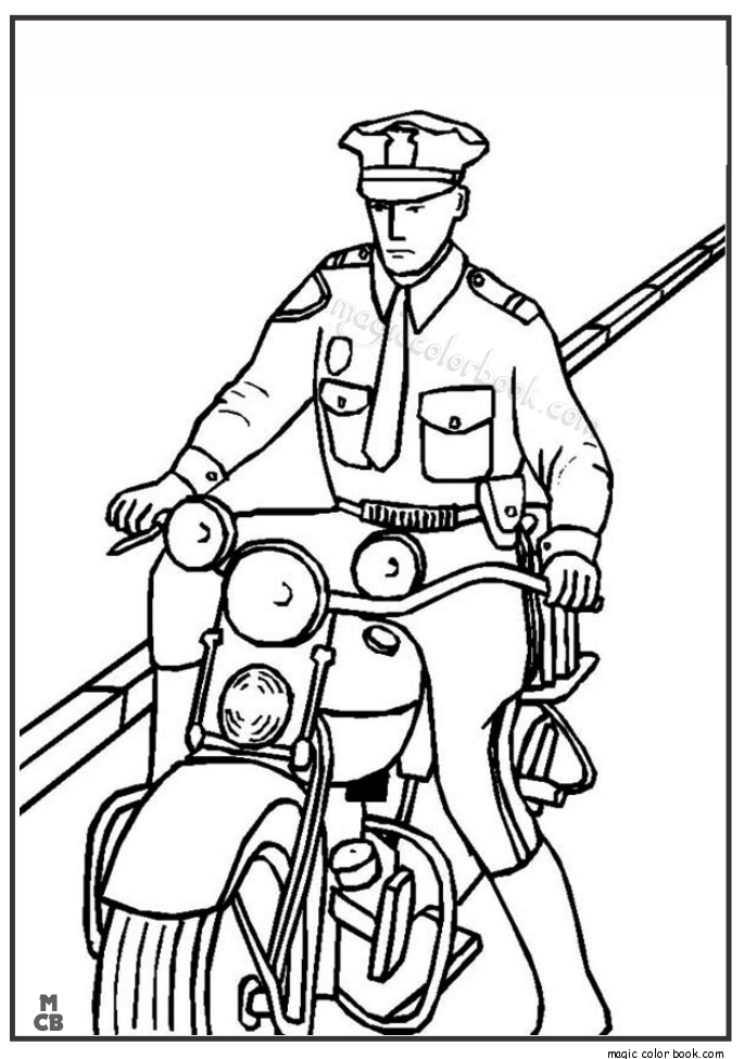 96 Police Motorcycle Coloring Page Printable 1