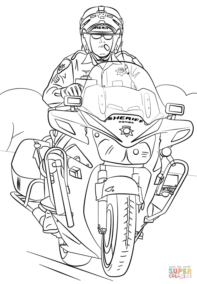 96 Police Motorcycle Coloring Page Printable 25