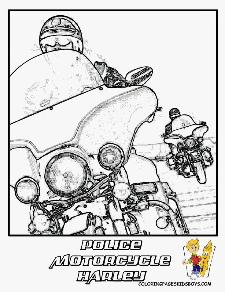 96 Police Motorcycle Coloring Page Printable 5