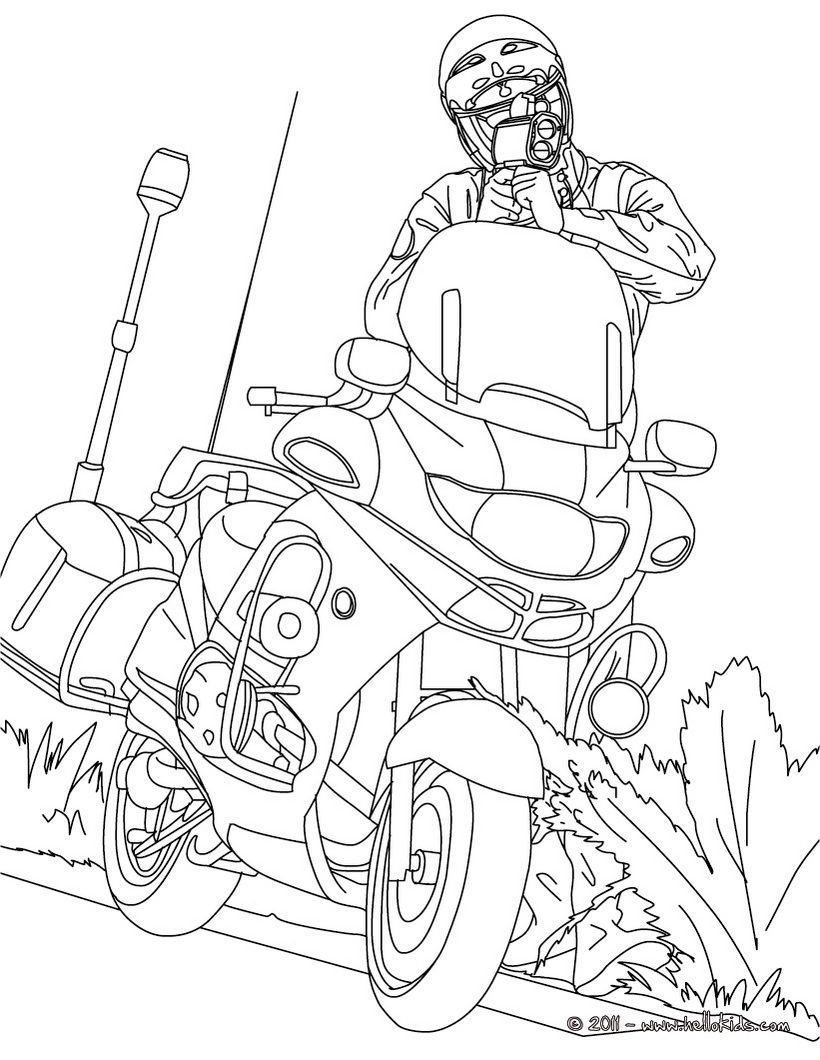 96 Police Motorcycle Coloring Page Printable 7