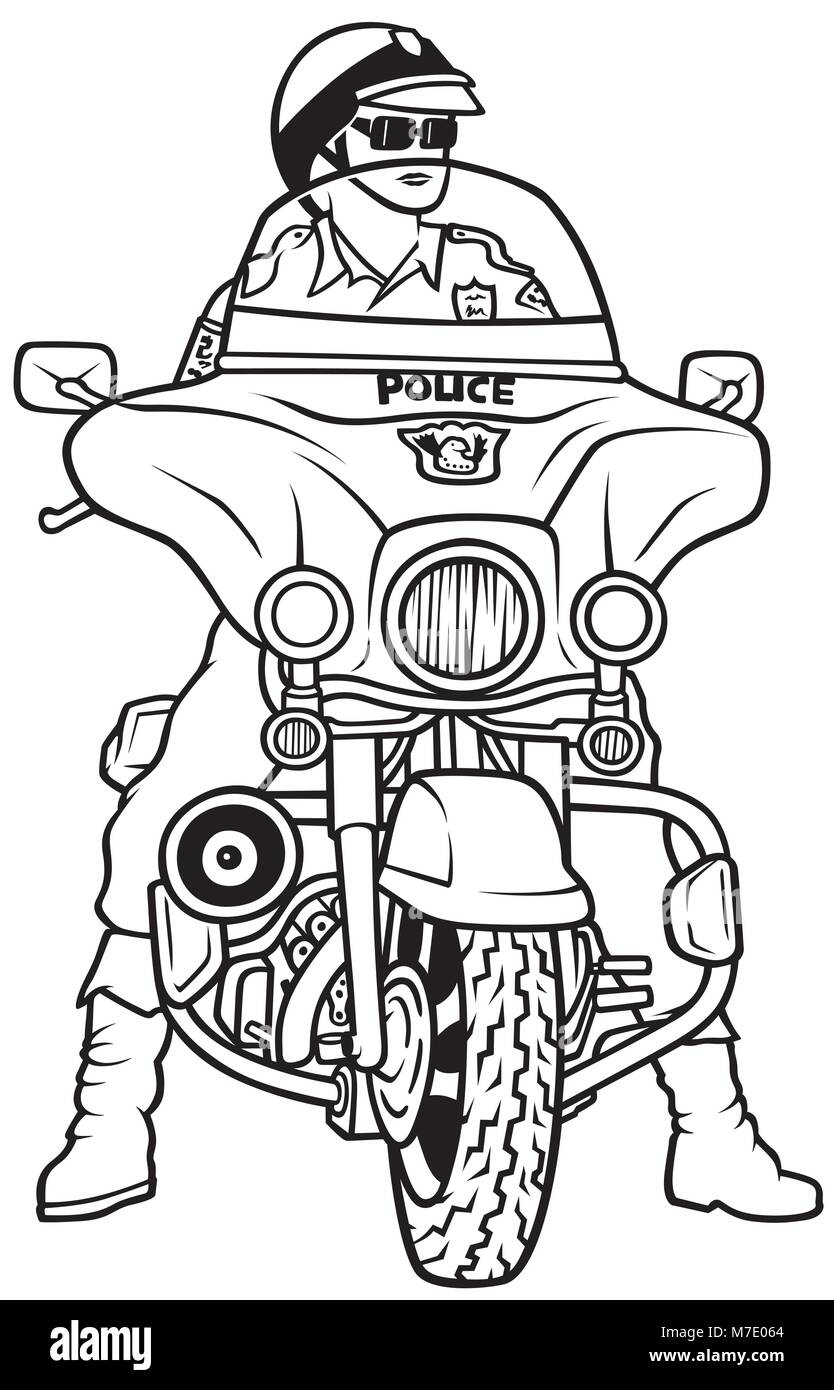 96 Police Motorcycle Coloring Page Printable 97