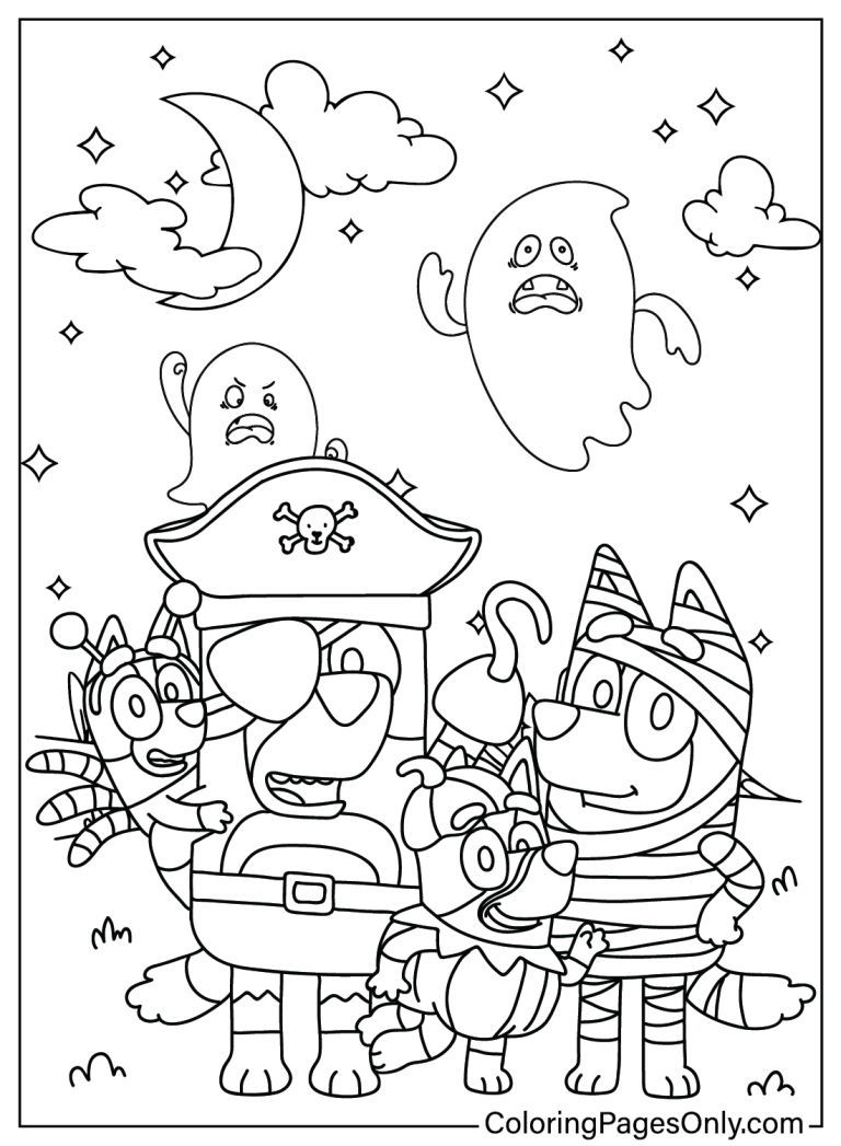 31 Bluey Halloween Coloring Pages 2