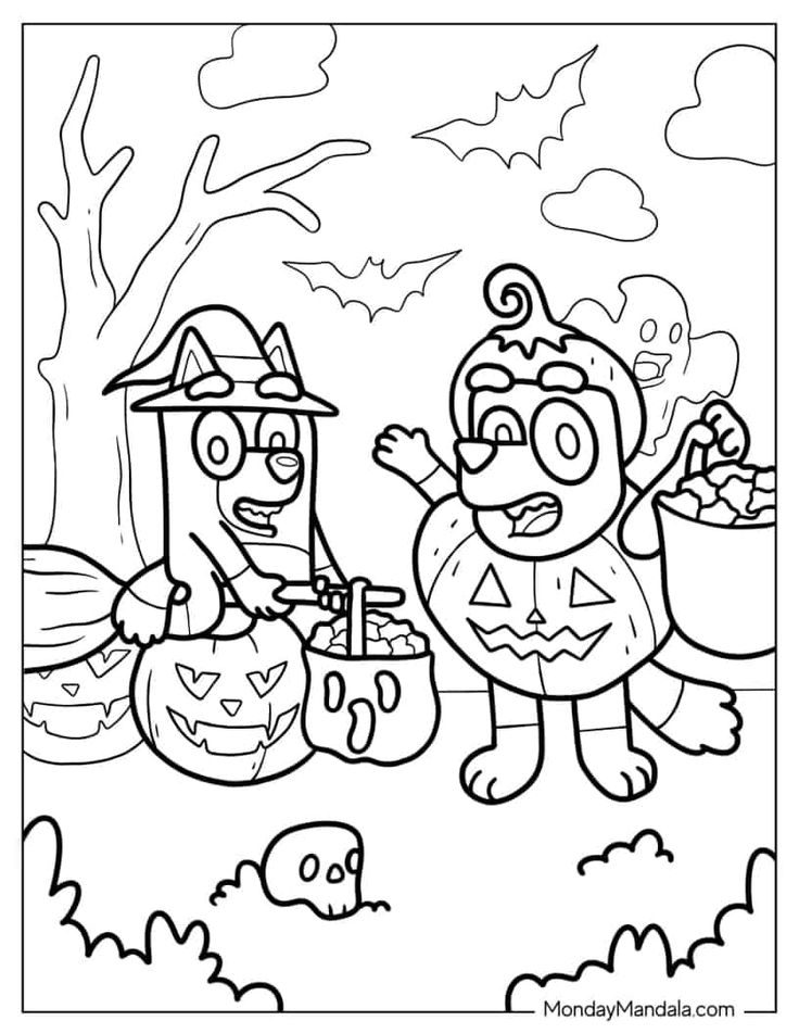 31 Bluey Halloween Coloring Pages 4