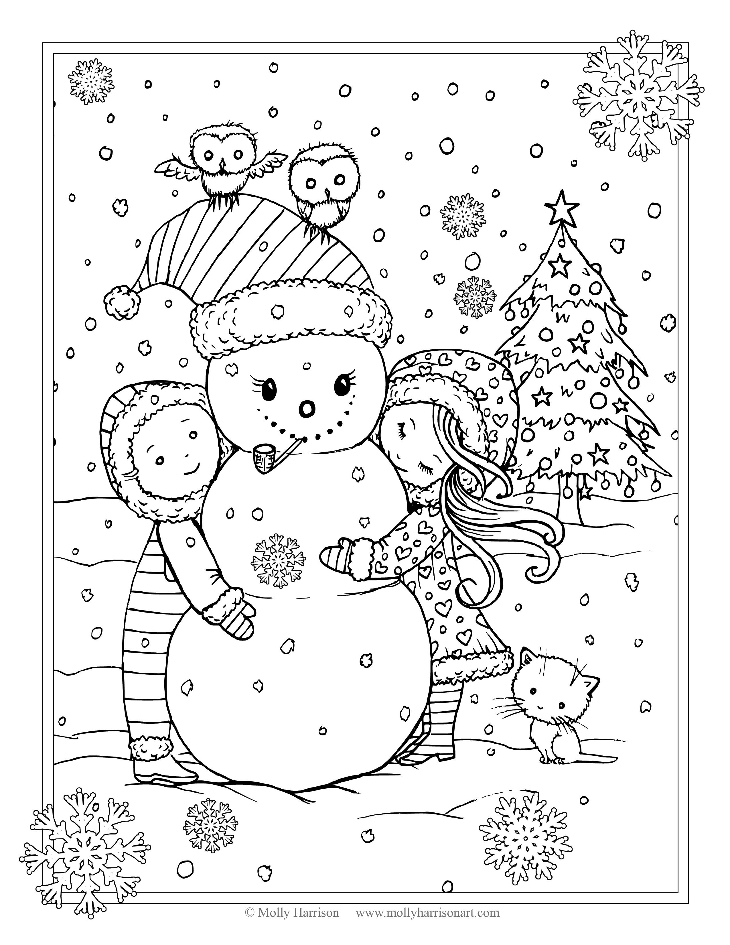 31 Santa and Snowman Coloring Pages Printable 13