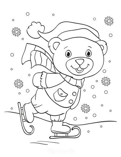 31 Winter Bear Coloring Pages Printable 2