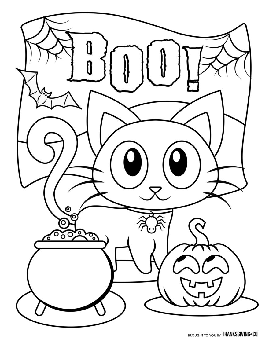 34 Super Cute and Spooky Halloween Coloring Pages for Kids 1