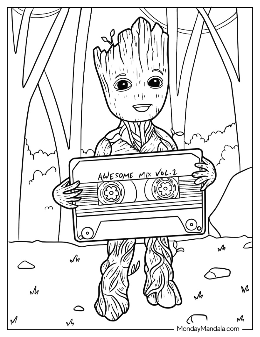 37 Adorable Groot Coloring Pages Printable 16