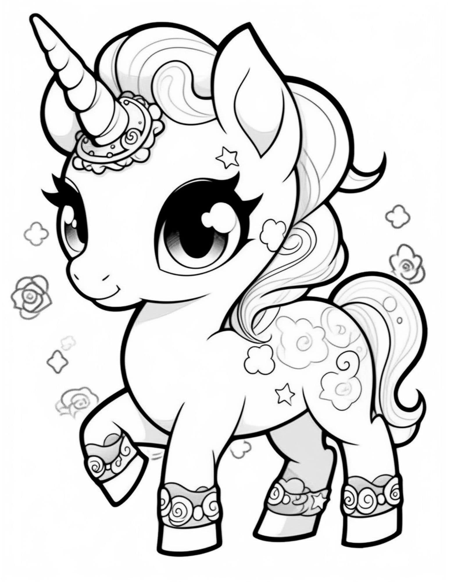 simple unicorn coloring pages for kids printable jpg