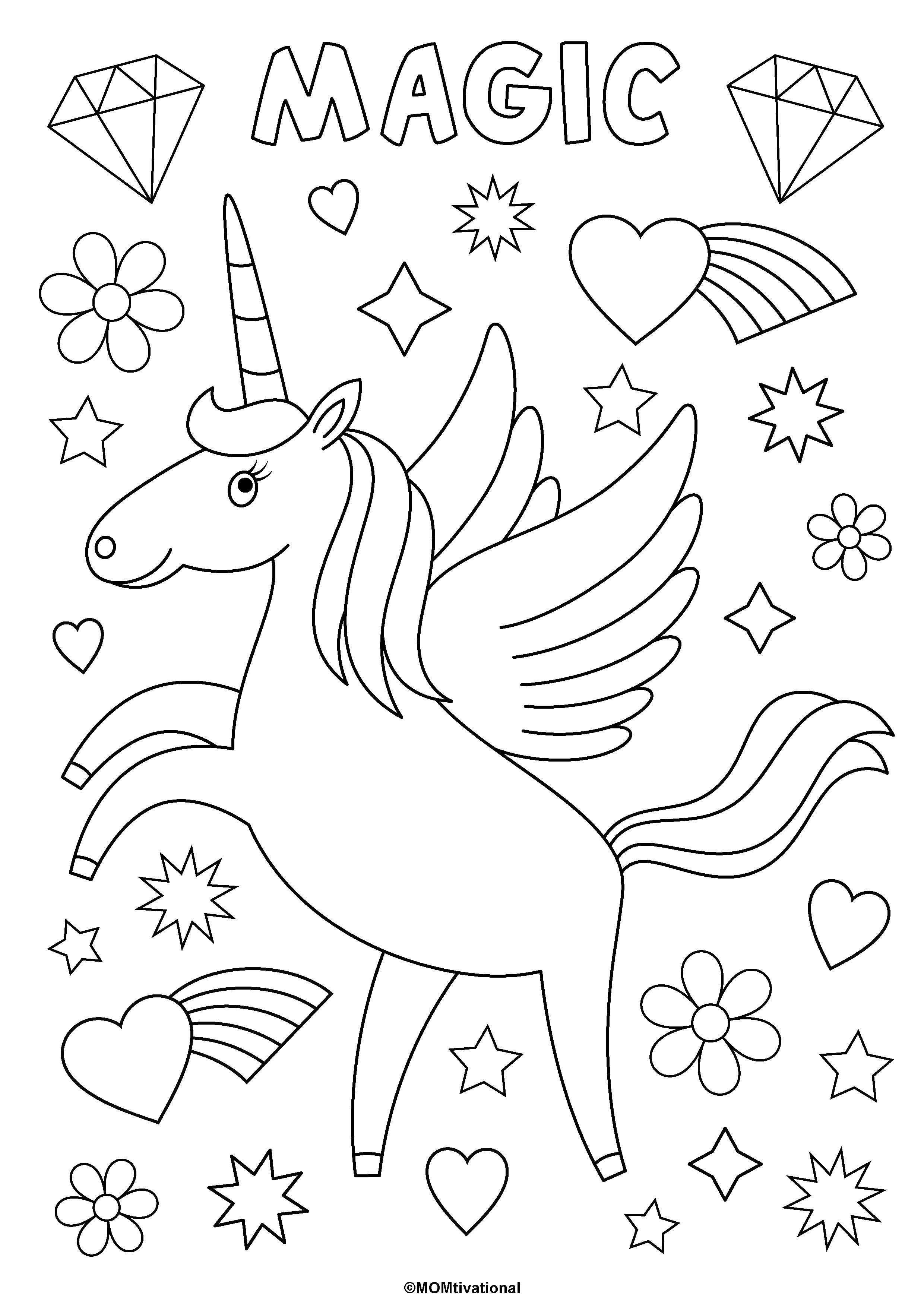 35+ Cute Unicorn Coloring Pages for Kids Printable