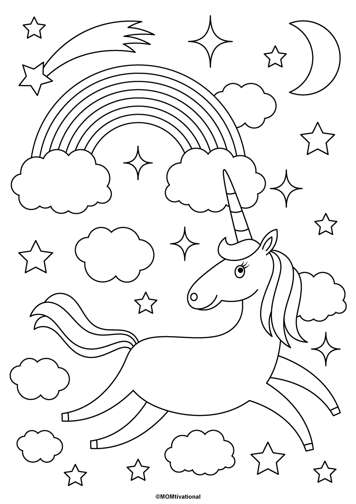 80+ Easy Unicorn Coloring Pages for Kids Printable