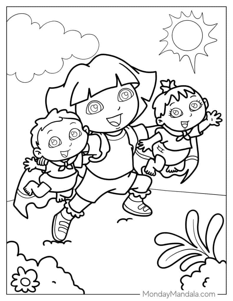 175+ Cheerful Dora Summer Coloring Pages Printable