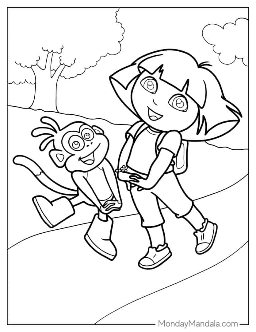 80+ Dazzling Dora Summer Coloring Pages Printable