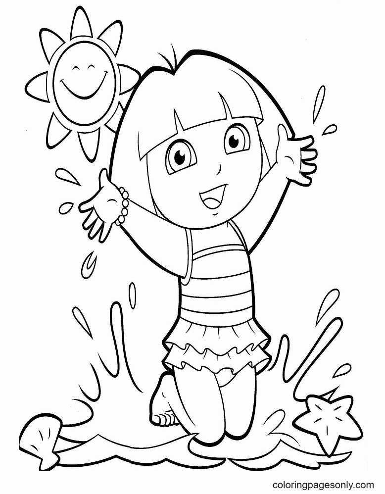 121+ Brightening Dora Summer Coloring Pages Printable