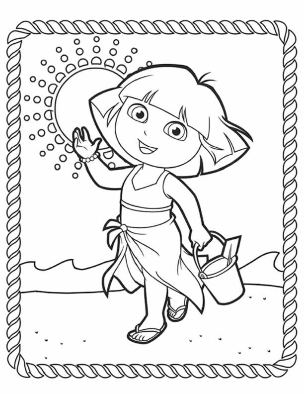 32+ Cute Dora Summer Coloring Pages Printable