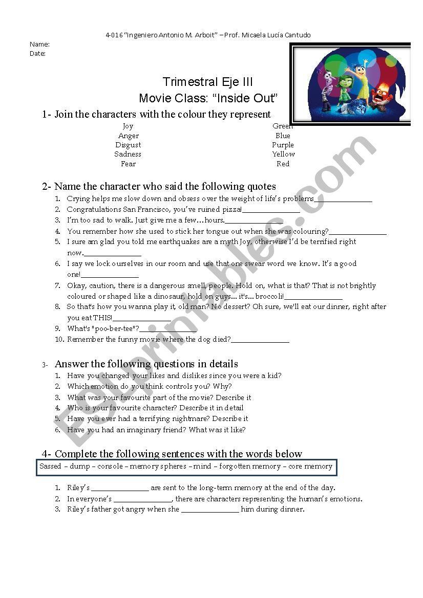 33+ Free Inside Out Worksheets for Kids PDF Printable