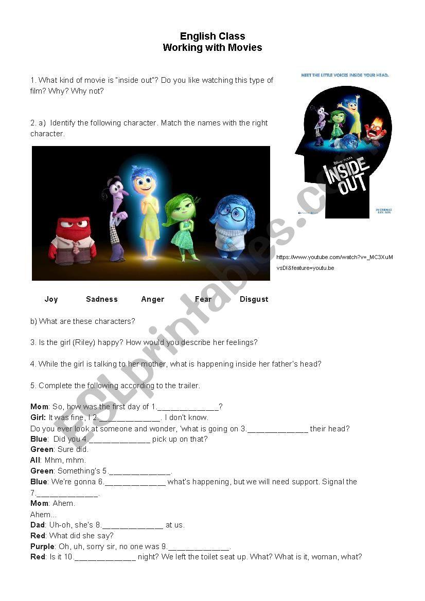 48+ Printable Inside Out Worksheets for Kids Free Printable