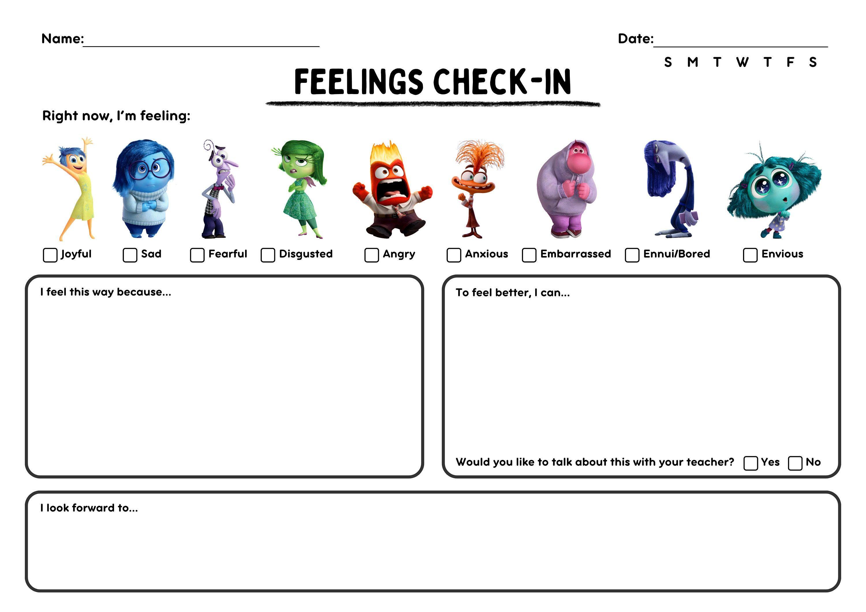 39+ Free Inside Out 2 Emotions Chart for Kids