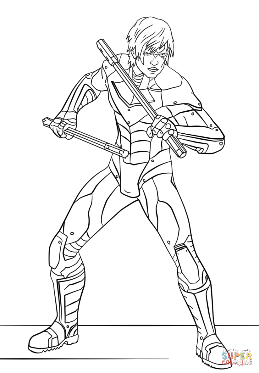 10 Nightwing Coloring Pages Printable for Superhero Enthusiasts