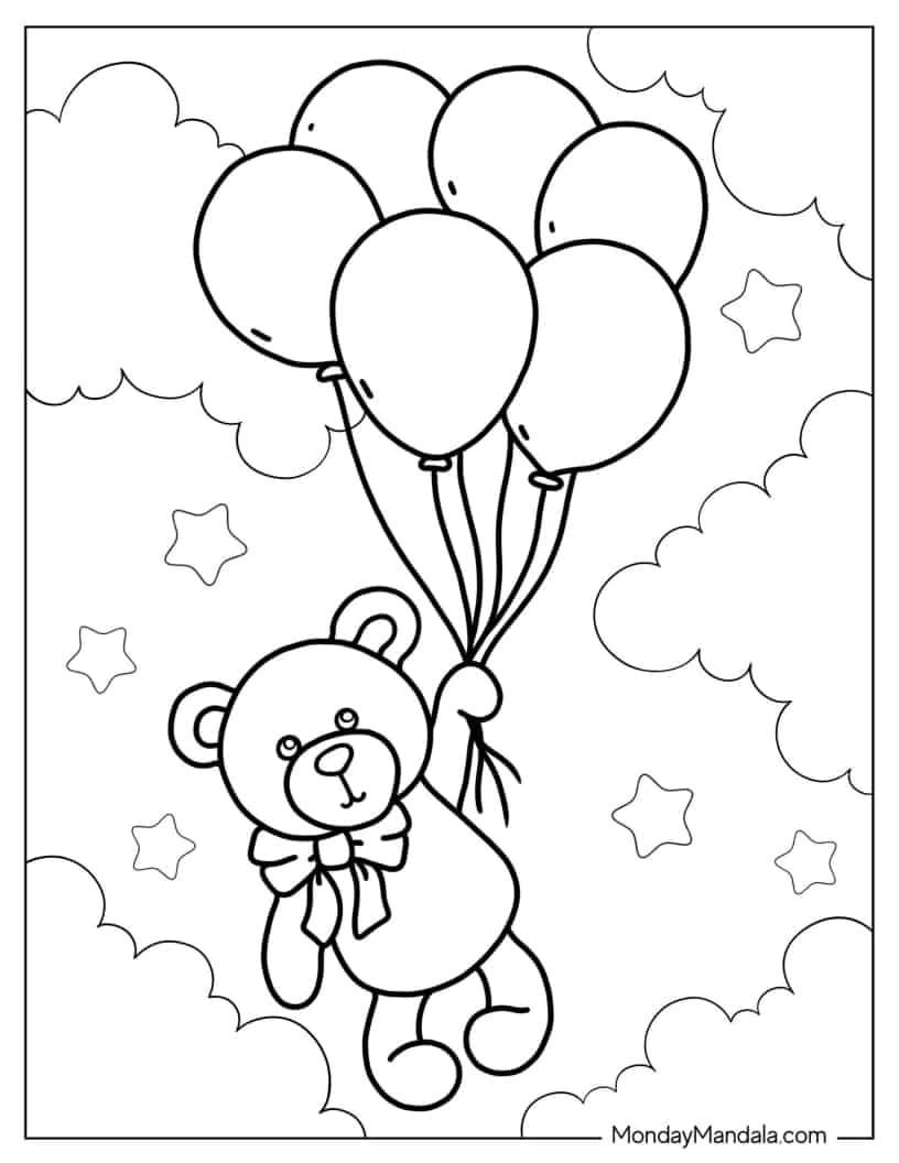 13 Teddy Bear Printable Coloring Pages for Kids 7