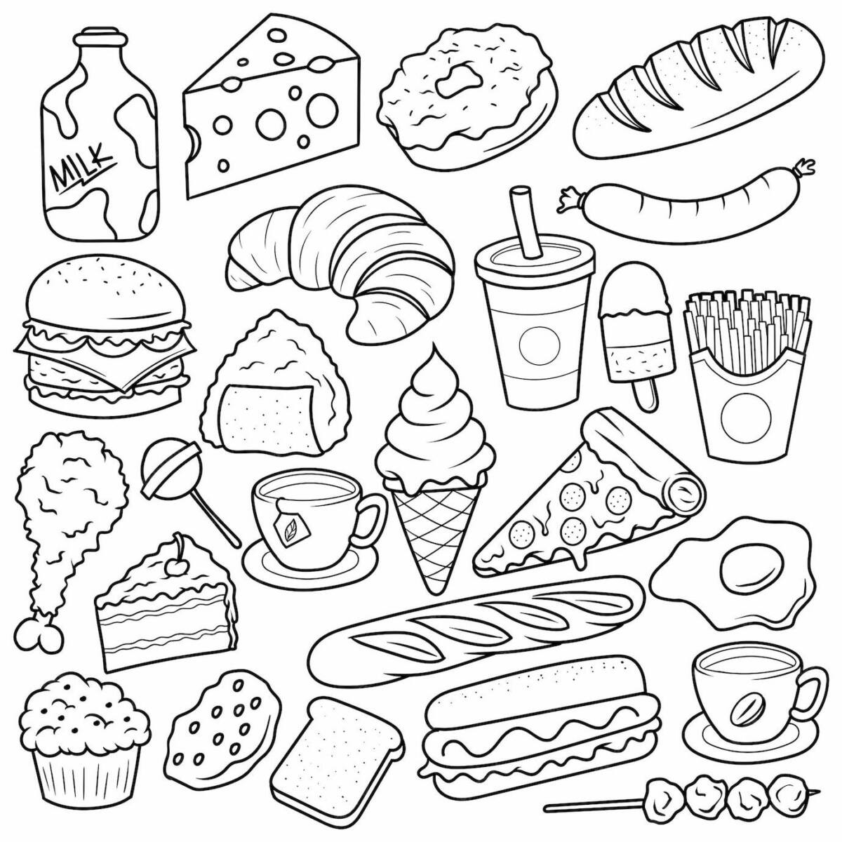 26 Simple Food Coloring Pages for Kids Free Printable 7