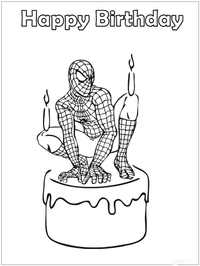 Spiderman Happy Birthday Coloring Pages Free Printable For Kids 26