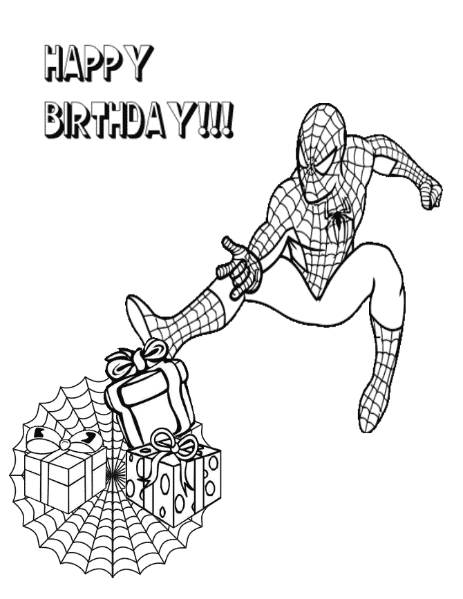 Spiderman Happy Birthday Coloring Pages Free Printable For Kids 27