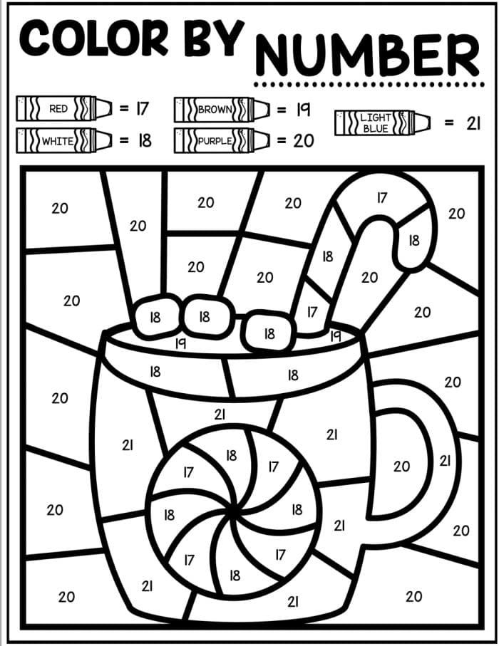 10+ Easy Christmas Coloring By Number Printable 2