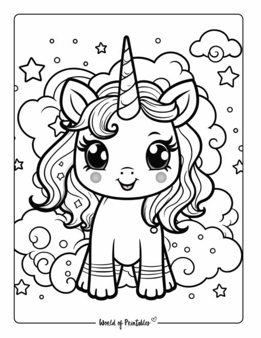 11+ Kawaii Unicorn Coloring Pages Printable 5